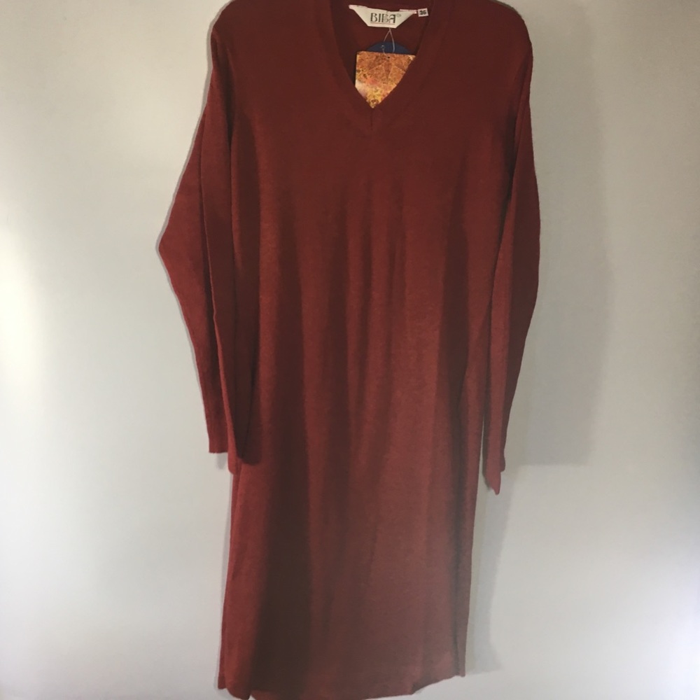 Biba Red Sweater Dress Long Sleeve Modest